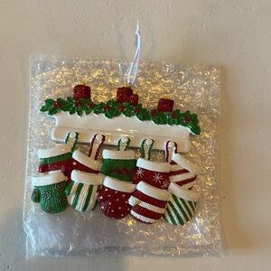 Polar X Personalized Family of 6 Mittens over Mantle Ornament New